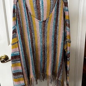 NATURAL LIFE Multicolor Striped Poncho